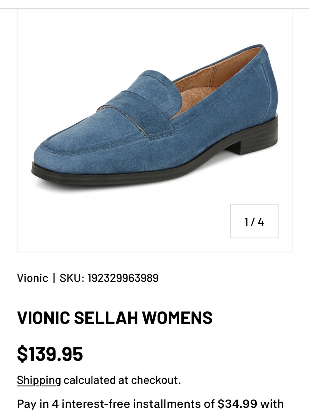 Vionic Sellah Suede Loafer in Dark Teal Size 6.5